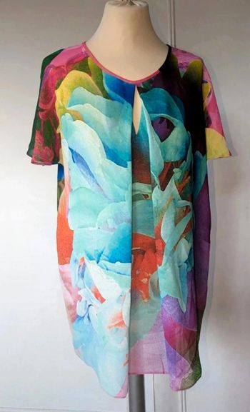 Neuf Magnifique Blouse  multicolore en voile femme taille l 40