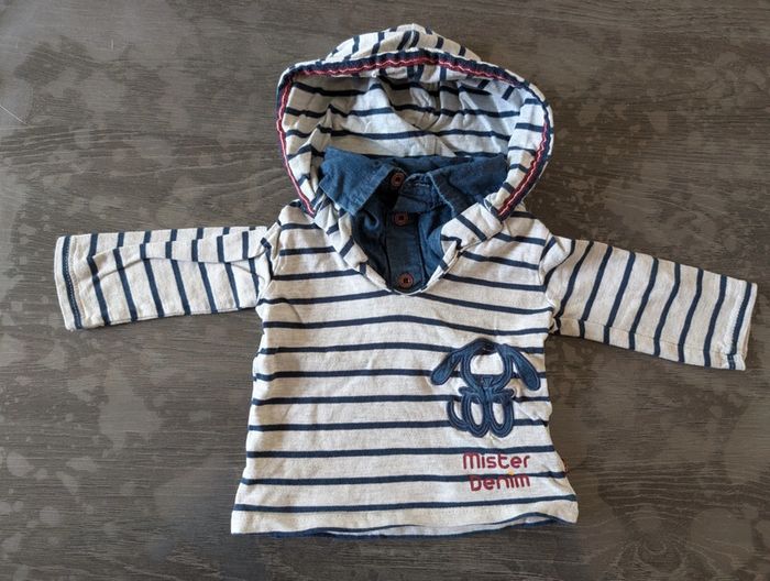 Sweat capuche rayé chemise - photo numéro 2