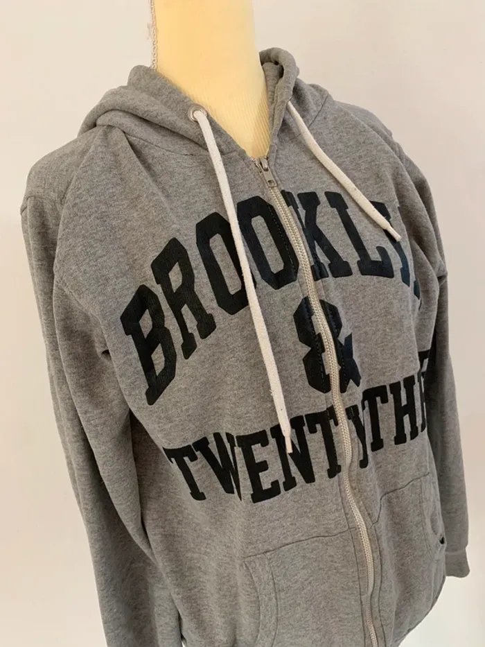 Sweat à capuche zippé gris Brooklyn & Twentythree – Taille L - photo numéro 2