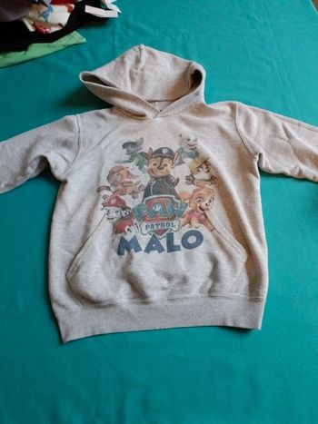 Pull à capuche poche devant paw patrol 7-8 ans