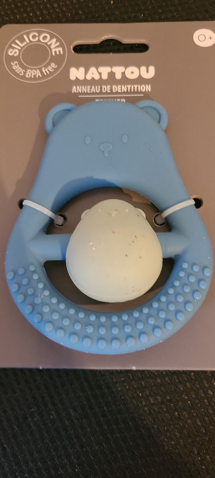 Anneau Dentition Maman Et Enfant Silicone - 15 cm - Bleu nattou - photo numéro 2