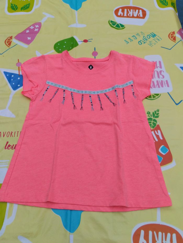Tee-shirt manches courtes 5 ans fille Z rose fluo