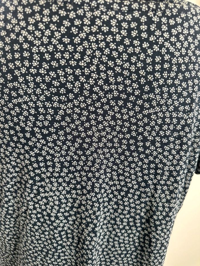 Blouse à fleurs marguerites bleue marine et blanche H&M T40 L - photo numéro 6