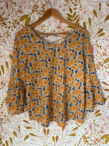 Blouse fleuris moutarde vintage dressing