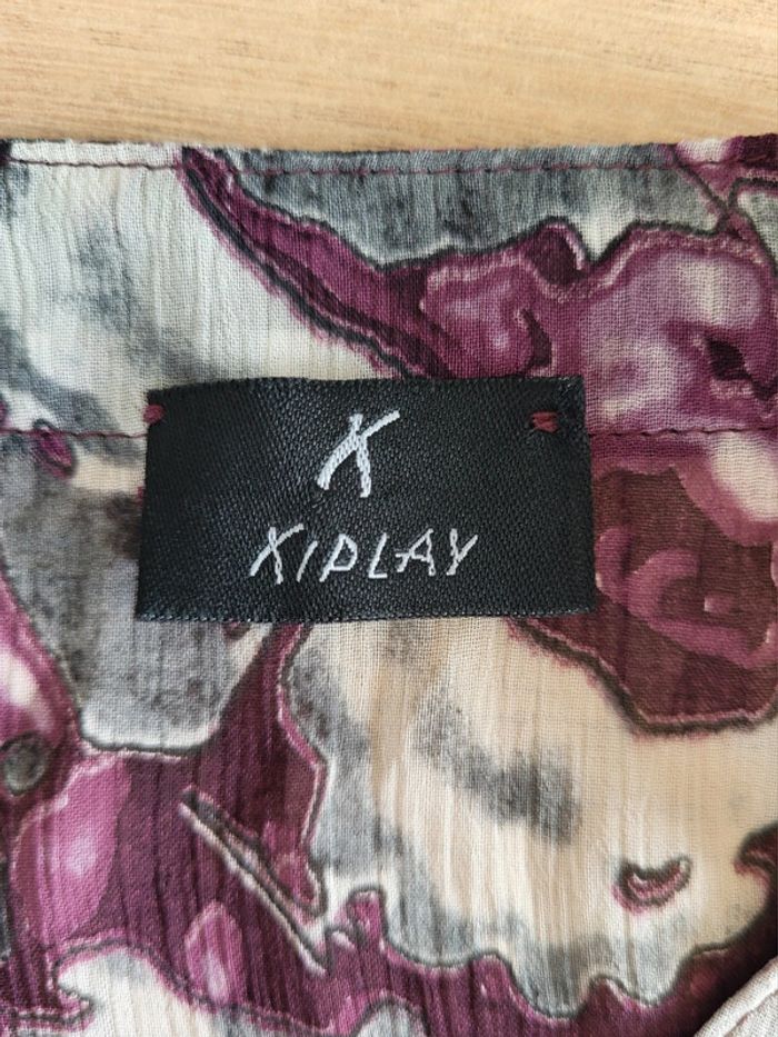 Blouse légère à fleurs bordeaux violet gris et blanc Kiplay Taille 38 - photo numéro 9
