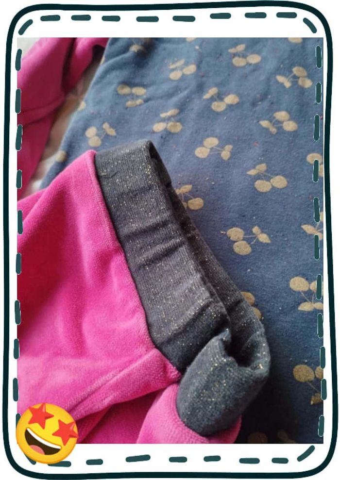 Pyjama chaud en sweat et velours motifs cerise 🍒 taille 4 ans - photo numéro 2
