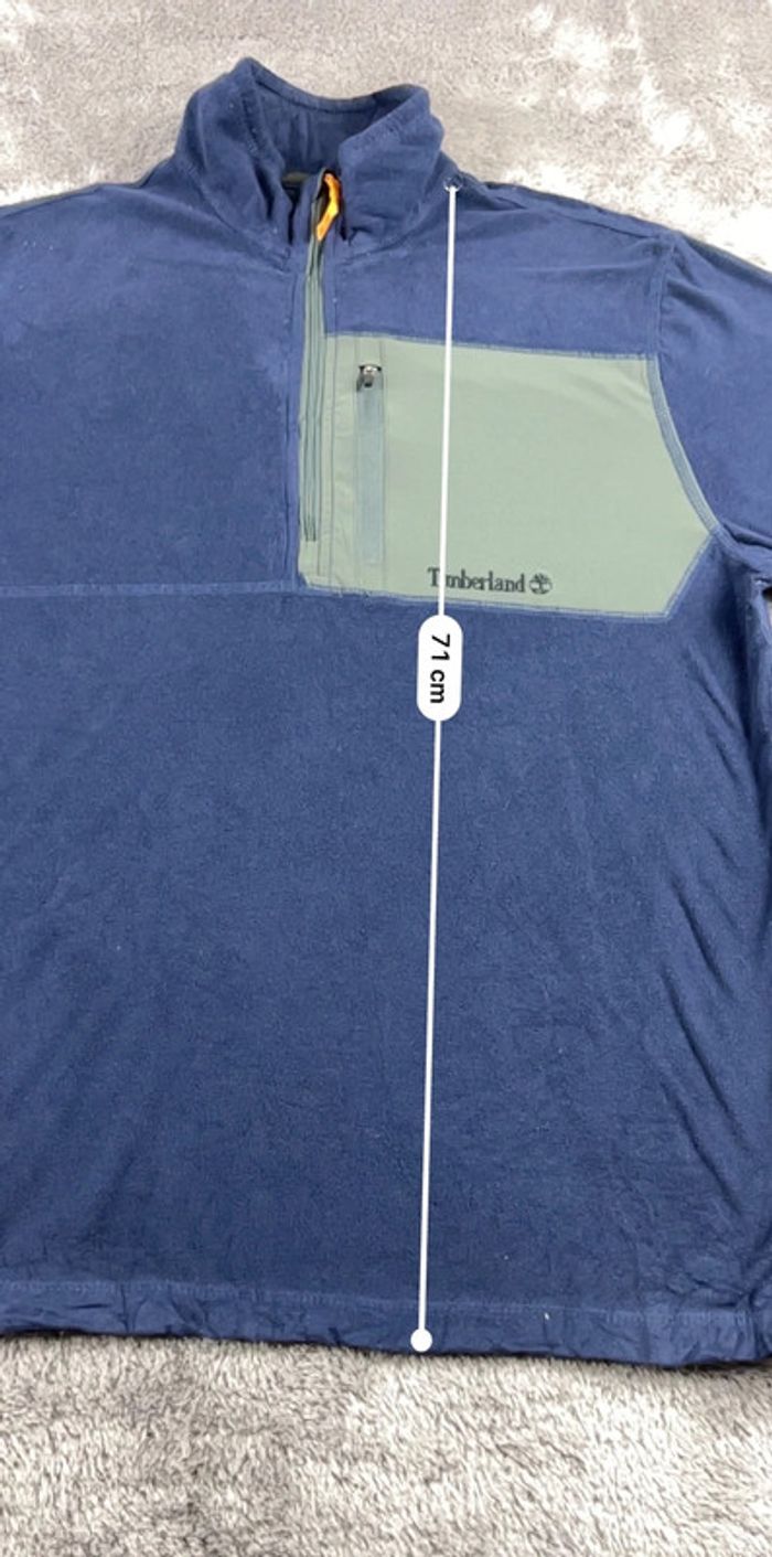 Pull de sport Polaire Timberland Zip Col Camionneur – Bleu Marine & Gris – Taille L - photo numéro 3