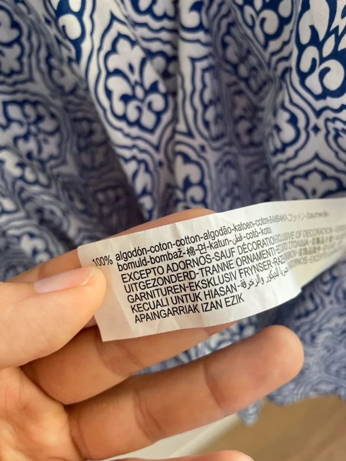 Robe blanche à motif bleu Zara - photo numéro 6