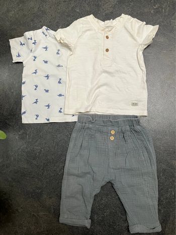 Ensemble 3 pièces garçon 12mois gaze de coton