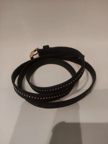Ceinture marron paillette dorée effet cuir