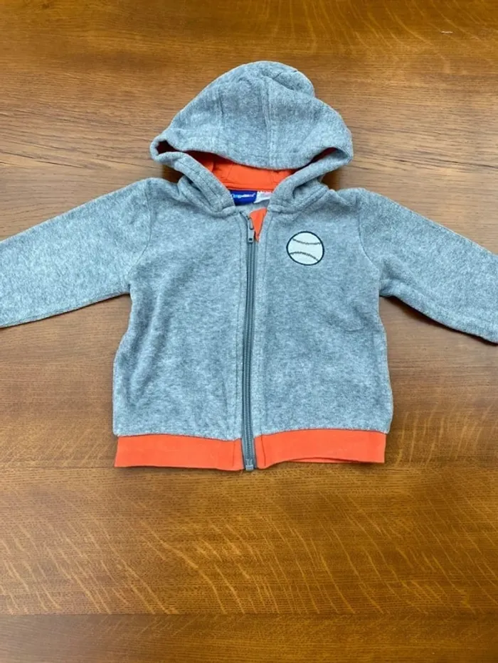 Veste grise 6 12 mois en éponge baseball