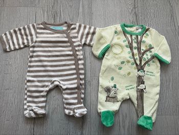 Lot de 2 pyjamas bébé Kitchoun & In Extenso – Naissance / 50 cm