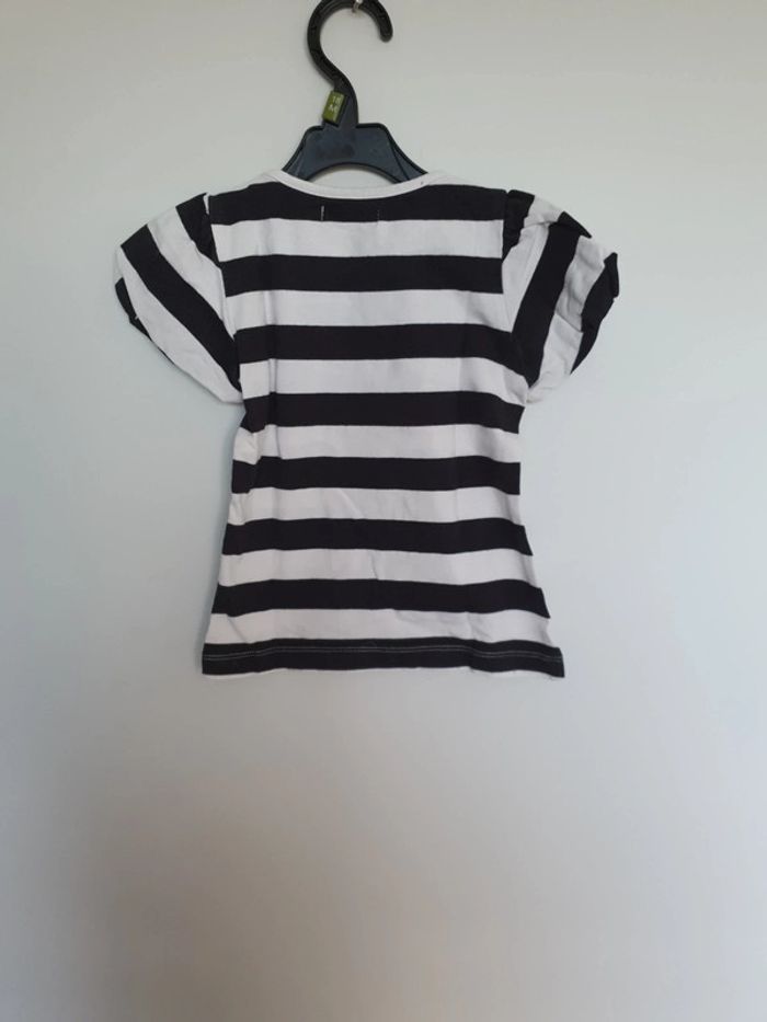 Tee-shirt rayures noires et blanches manches courtes bouffantes dessin coeur 4 ans catimini - photo numéro 6