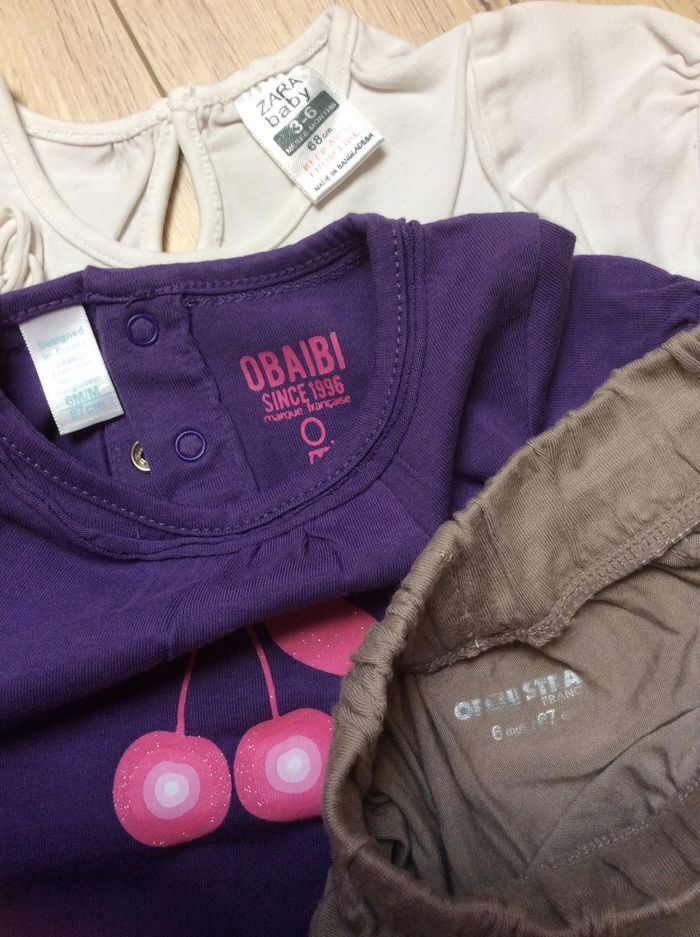 Lot 2 tee-shirts mc coton Obaibi et Zara + saroual Orchestra - 6m - photo numéro 2