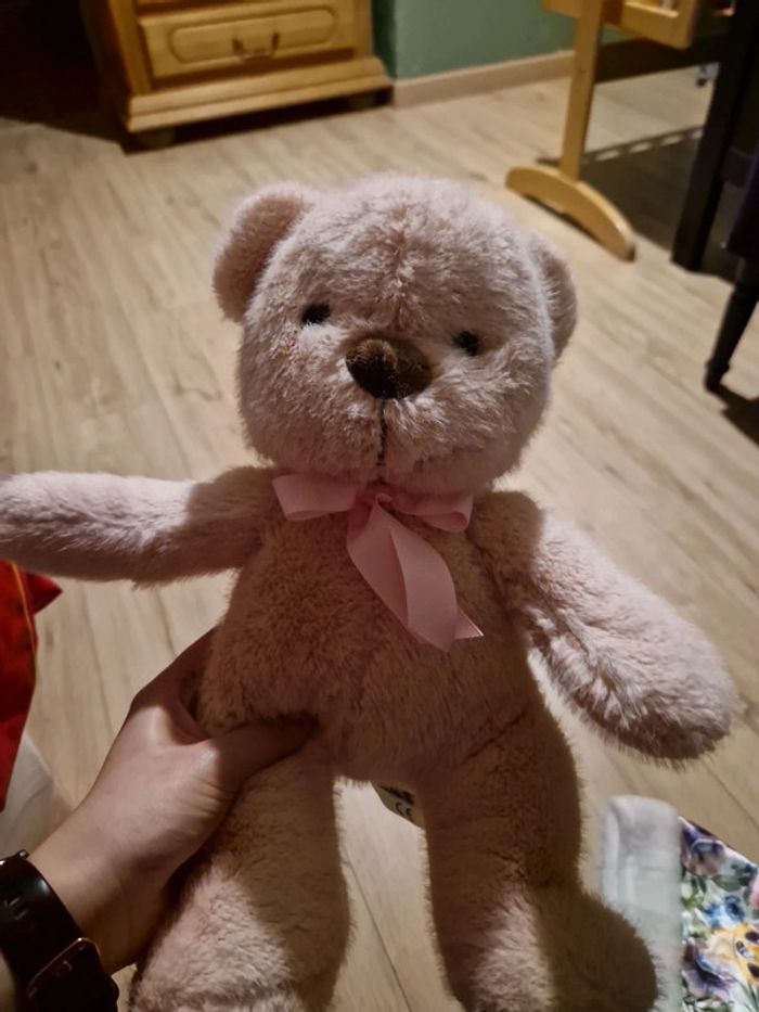 Peluche ours 35cm one two fun auchan rose - photo numéro 2