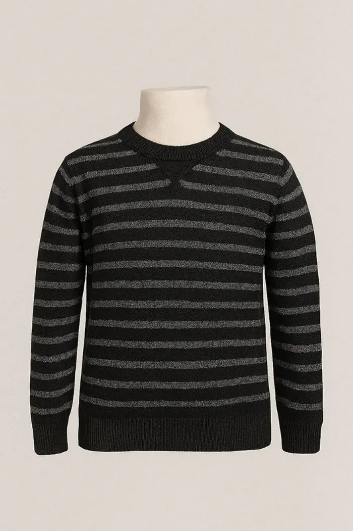 Pull noir rayé gris Kiabi Taille 6 ans - photo numéro 2