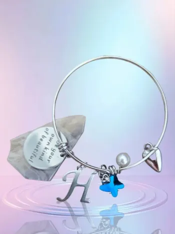 Magnifique bracelet acier inoxydable lettre H