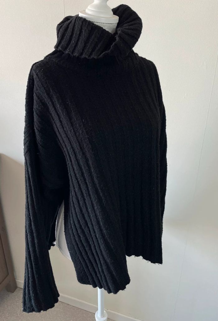Pull maille sweater maglione suéter trui Sweat-shirt haut sweat t-shirt manches folder crochet noir - photo numéro 3