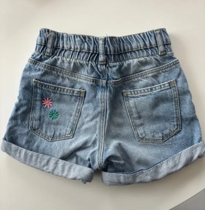 Short en jean fille 2-3 ans (98 cm) - Paper Bag - brodé - photo numéro 3
