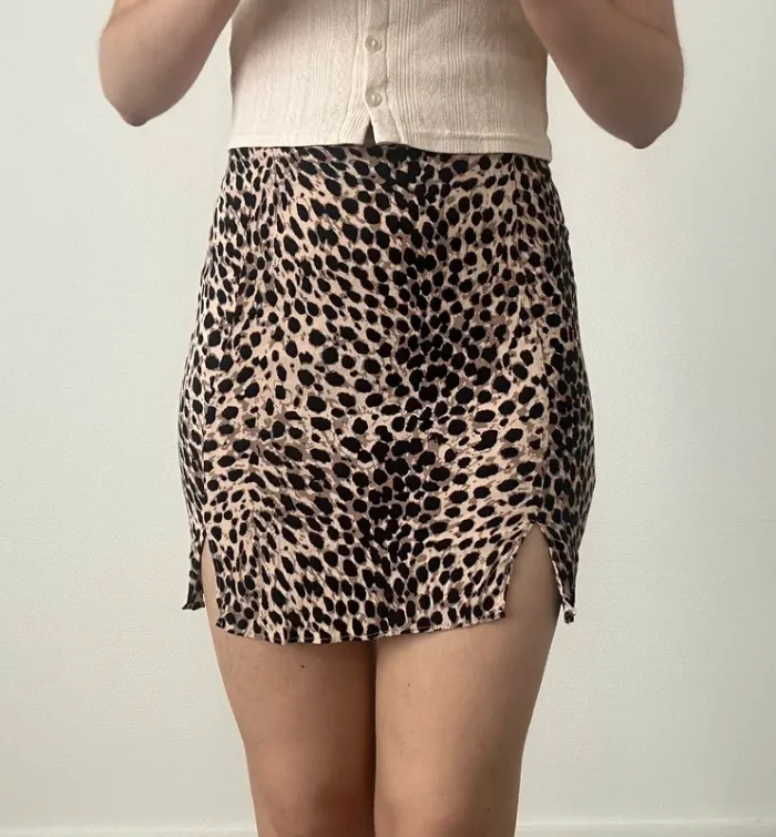 Jupe taille haute motif léopard