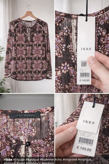 Blouse IKKS neuve imprimée bohème prix boutique 145 €