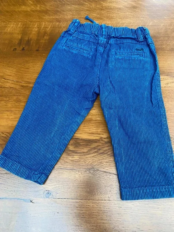 Pantalon rayé bleu Cyrillus 9 mois - photo numéro 5