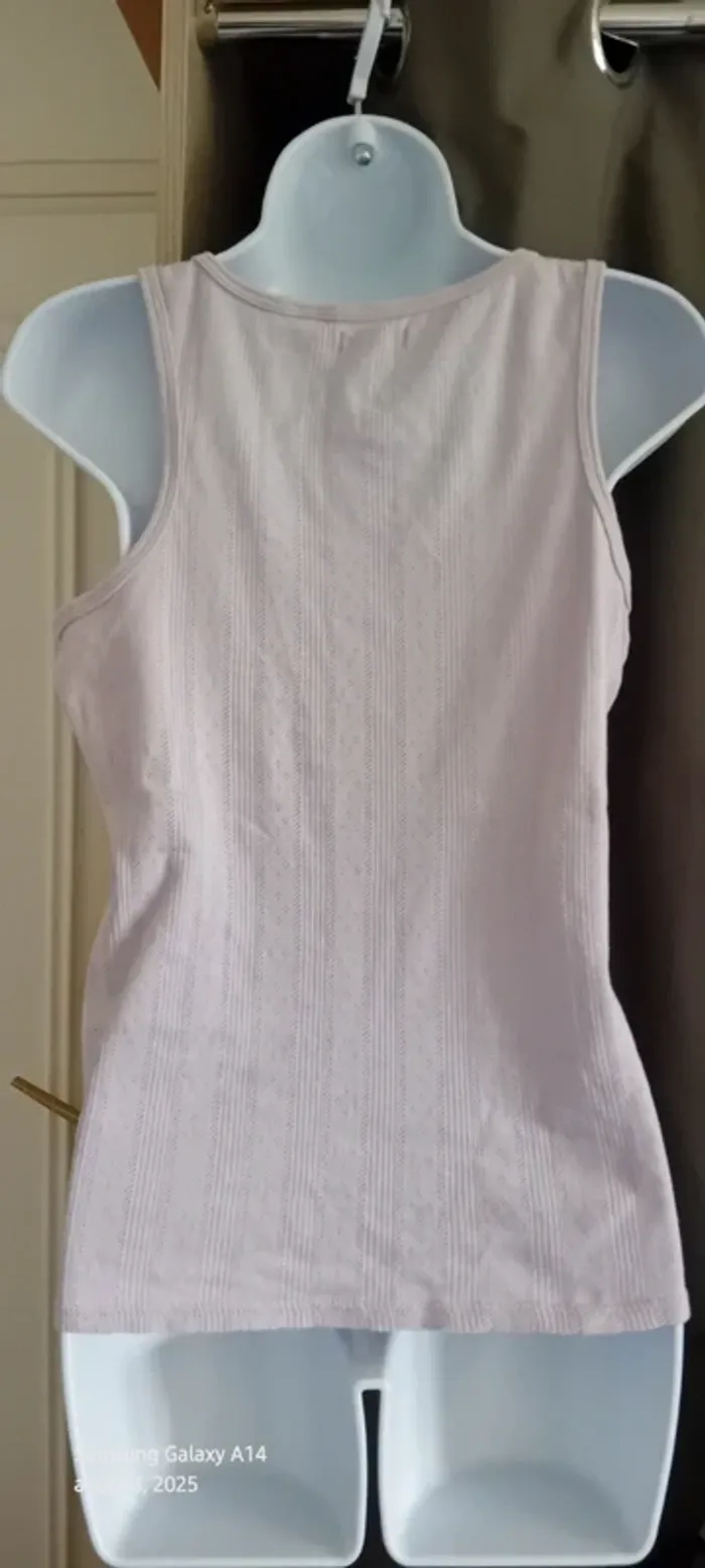 Débardeur en coton motif rayures losanges ajouré mauve femme 42/44 edeis la redoute - photo numéro 13