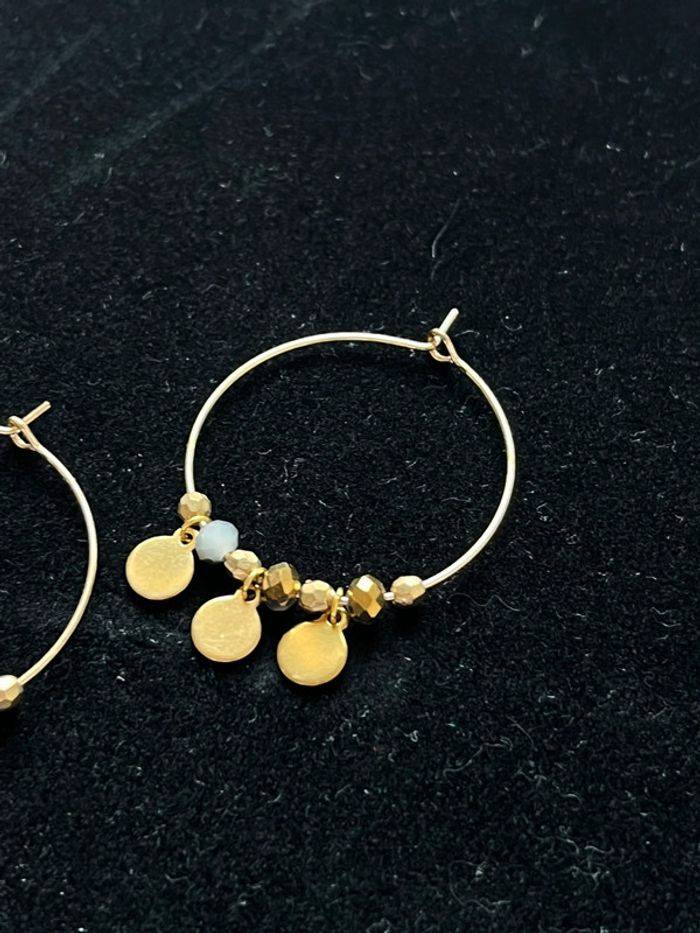 Boucles d’oreilles créoles acier inoxydable style bohème - photo numéro 2