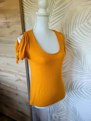 Top femme taille 34 jaune moutarde