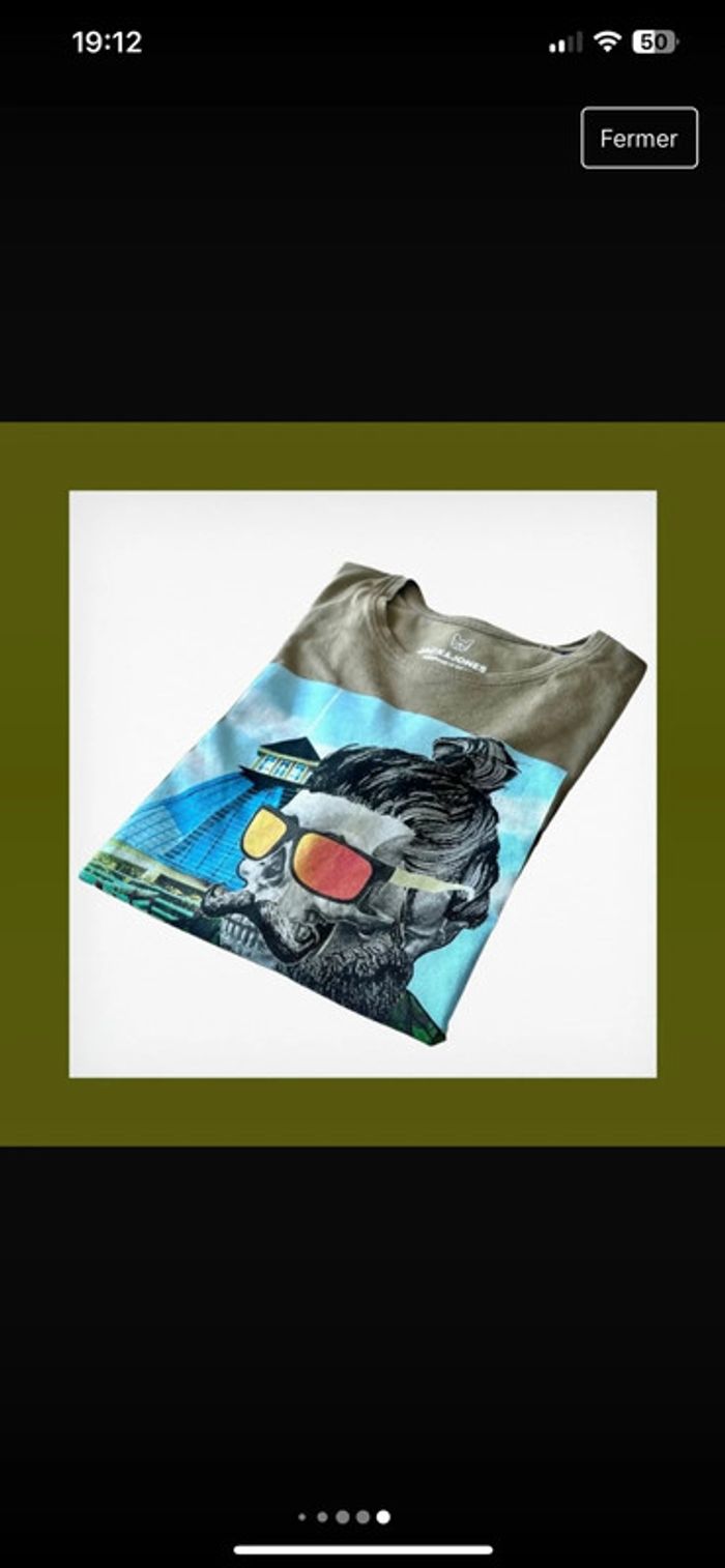 Tshirt manches longues kaki Jack&Jones 12 ans - photo numéro 2