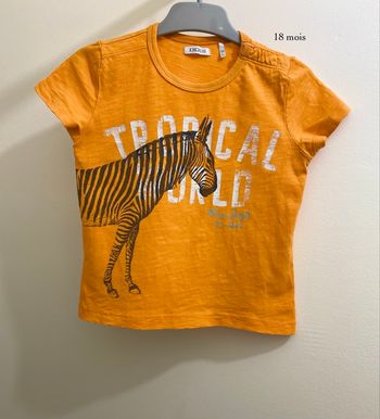 T-shirt manches courtes orange tropical world animal zèbre bébé garçon taille 18 mois IKKS