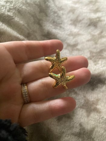 Boucles d’oreilles NEUVES pour femme en forme d’étoile de mer couleur doré 