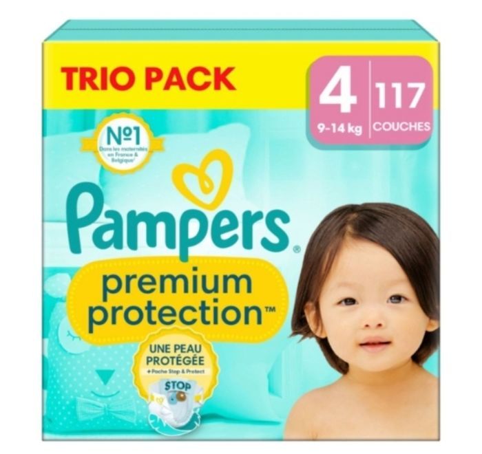 Lot de 117 Pampers Premium Protection 9-14 kg Taille 4 Neuf