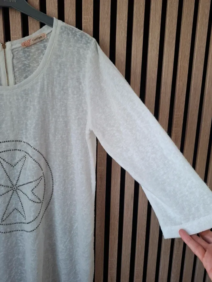 Grand pull blanc fin T unique - photo numéro 2