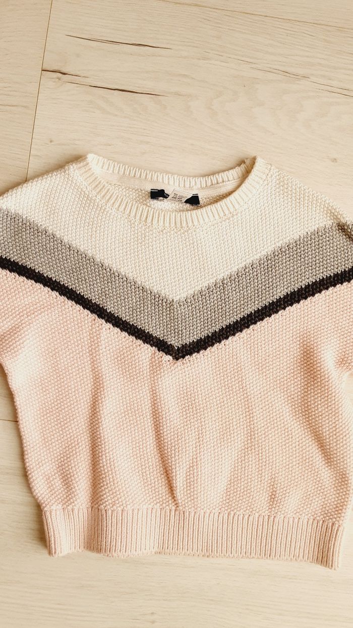 Vêtement fille pull Okaïdi rose blanc et gris 3 ans - photo numéro 4