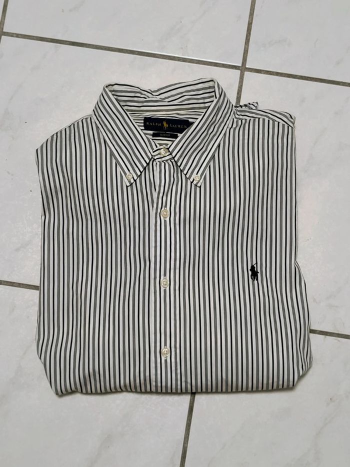 Chemise Ralph Lauren rayée noire et blanche – Slim Fit – Taille XL - photo numéro 4