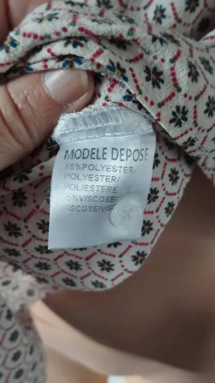 Blouse chemise beige avec motifs fleurs taille s femme - photo numéro 4