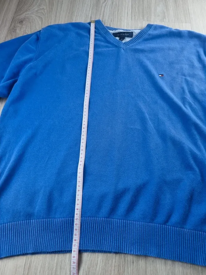 Pull a col V bleue Tommy Hilfiger Homme Taille XL - photo numéro 6