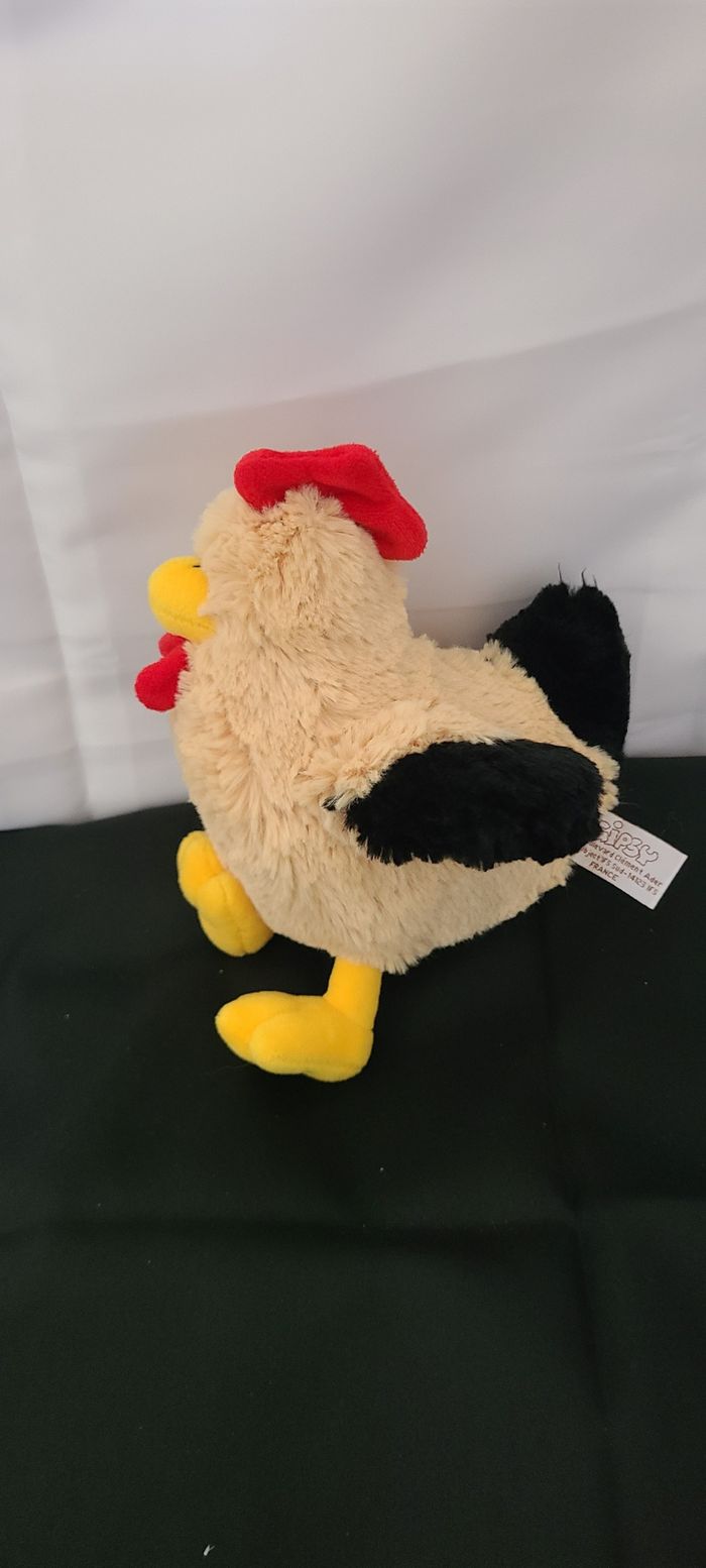 Petite peluche doudou coq beige caramel rouge noir - photo numéro 3