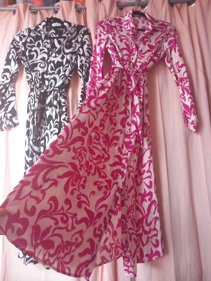 Lot de robes chemise longues satinées en très bon état taille S - photo numéro 5