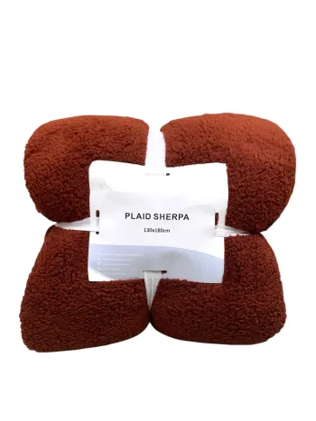 Plaid sherpa marron 130×180 cm Neuf
