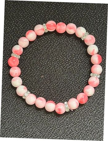 Bracelet rose blanc et argenté en perles taille unique jamais porté