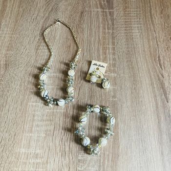 Ensemble collier boucles d’oreilles bracelet • argenté 🌿