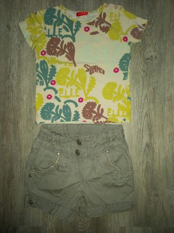 short kaki et tee shirt jungle fille taille 3 ans