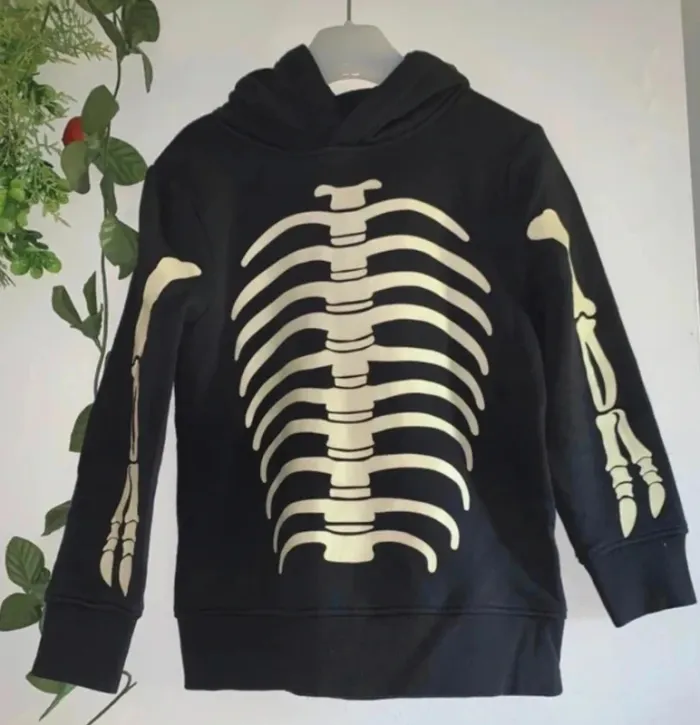 Pull à capuche pour enfant squelette Halloween