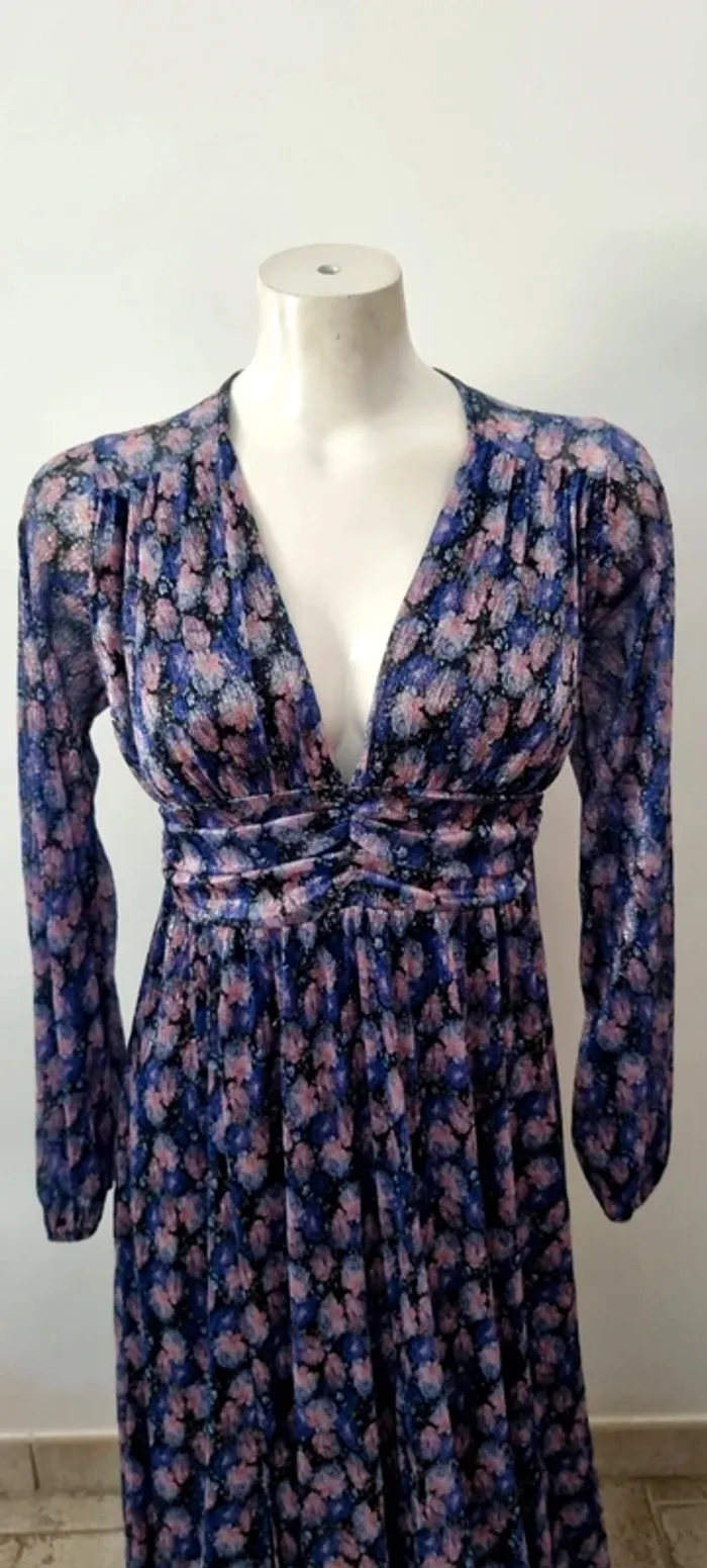 Robe longue maille violette et rose brillante lurex dos nu 38 - photo numéro 8