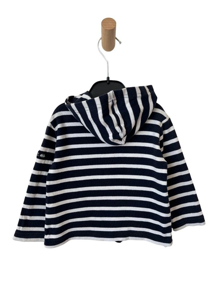 Sweat zippé à capuche marine rayé - Hublot 12 mois / 1 an - photo numéro 7