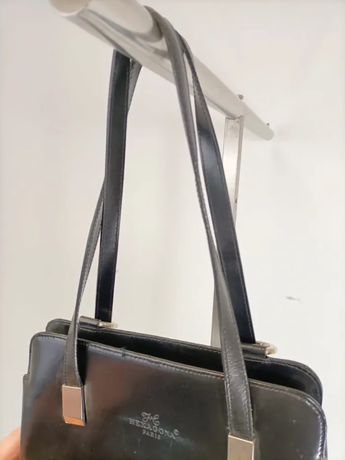 sac à main hexagona paris noir cuir chic léger vintage - photo numéro 5