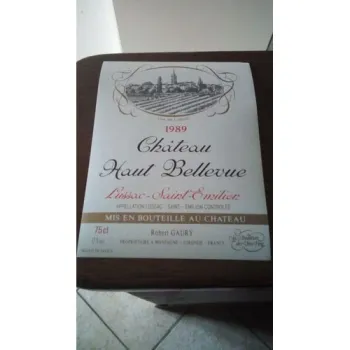 étiquette de vin château haut Bellevue Lussac saint emilion 1989 neuve -