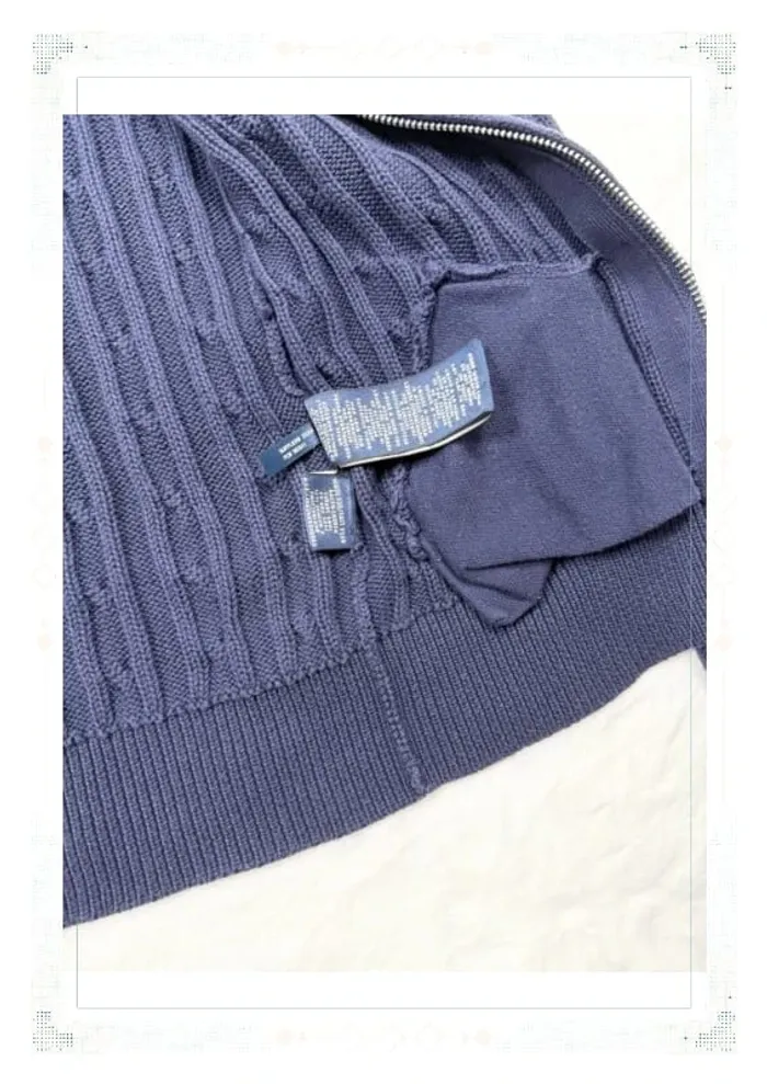 Ralph Lauren veste zippé torsadé bleu marine femme taille M coton - photo numéro 9